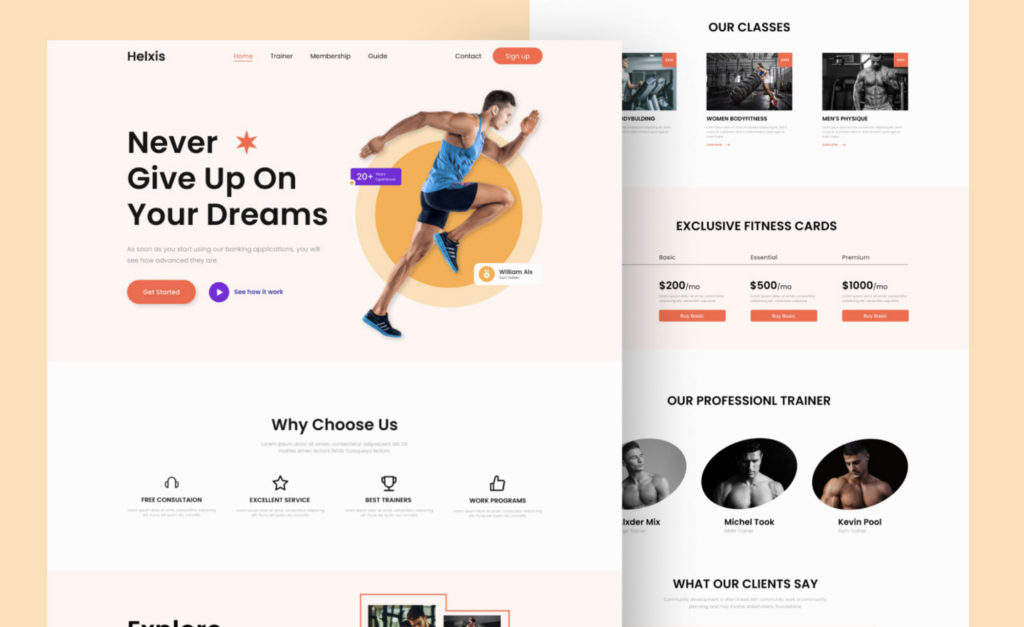 Behance Gym Fitness Landing Page Template
