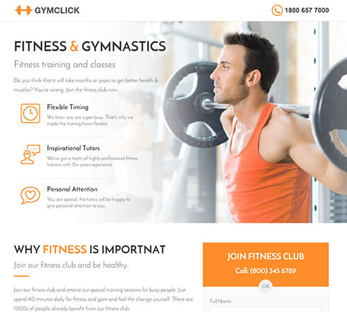 Theme Forest Gym Landing Page Template
