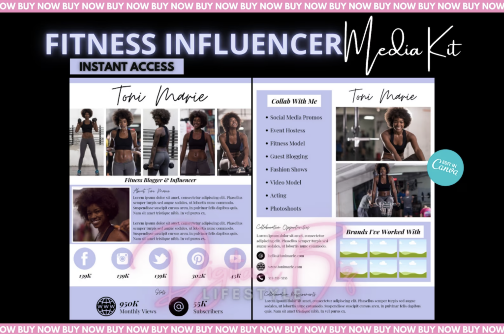 Fitness Influencer Media Kit Canva Template Download