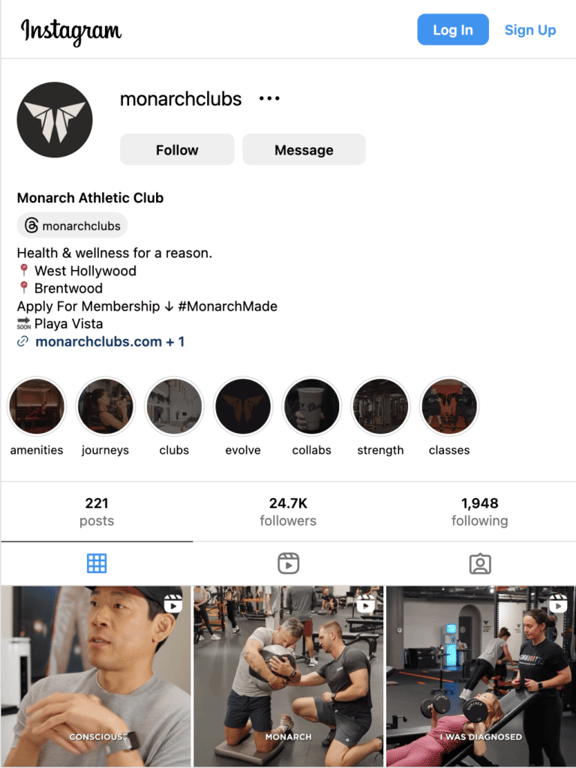 Monarch Athletic Club Instagram Bio