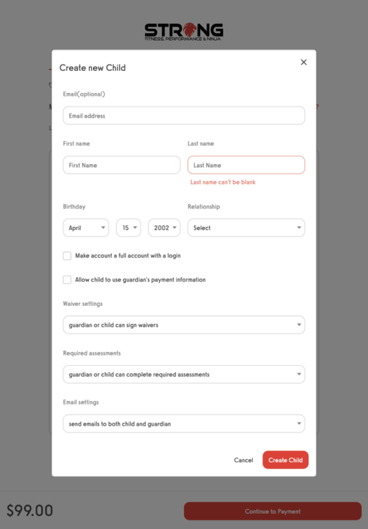 Family Dependent Booking