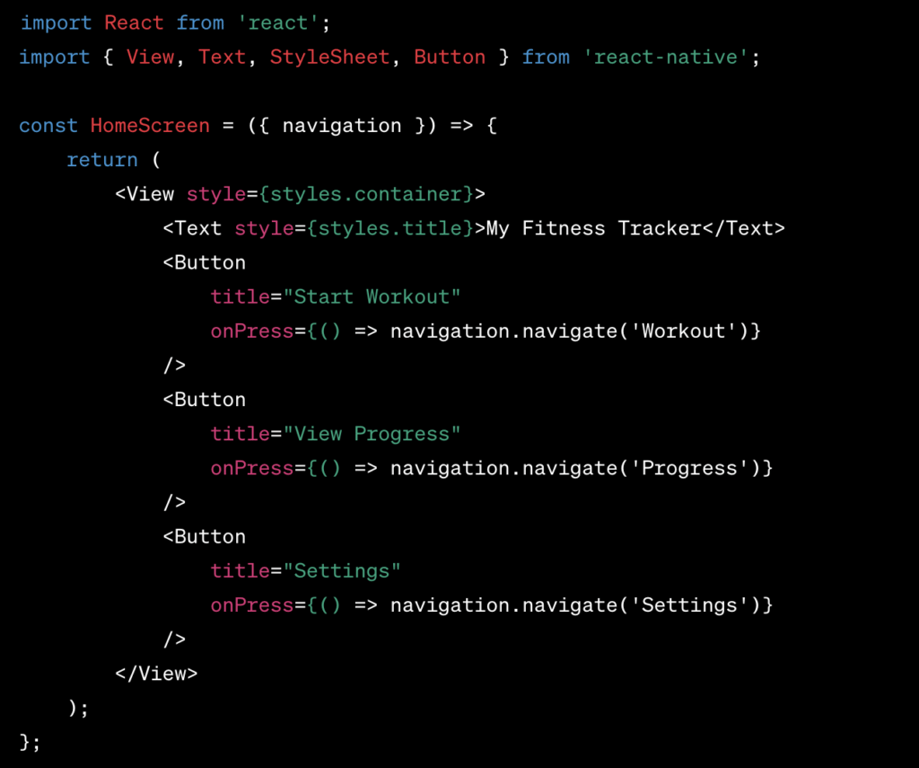 React Native Fitness App Code