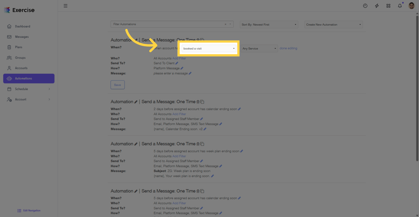 Select the Action Trigger