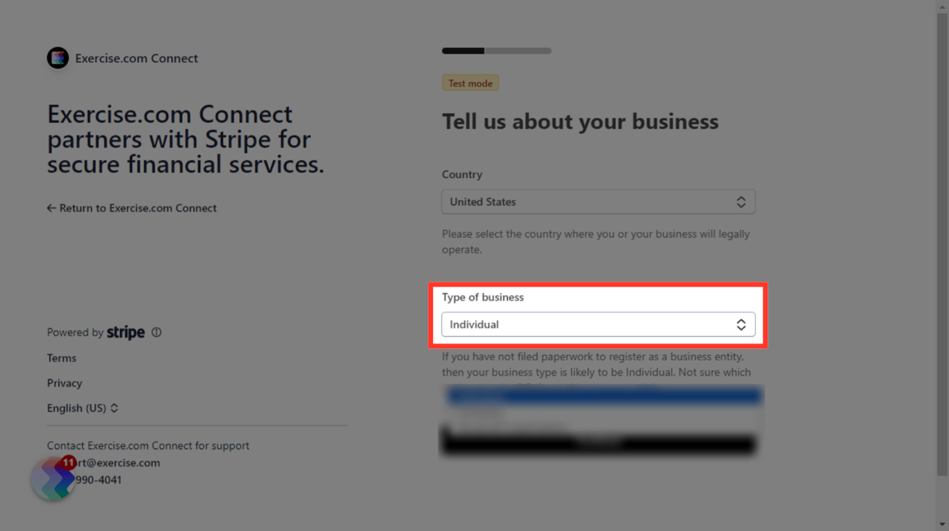 Do not set your 'Type of business' to 'Individual' unless you have no other legal entity for your business.