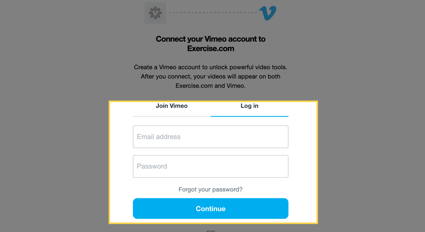 Sign in with your Vimeo account.