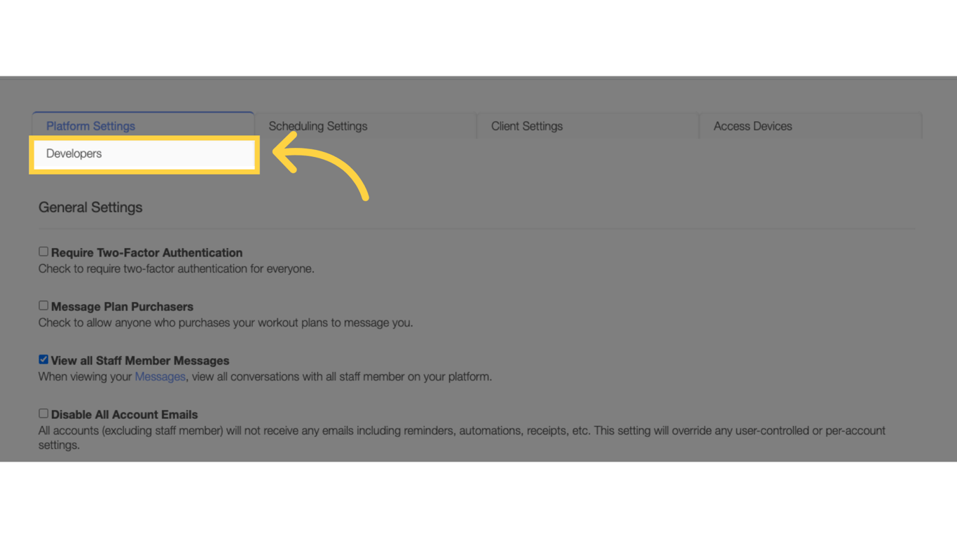 Go to 'Developers' tab