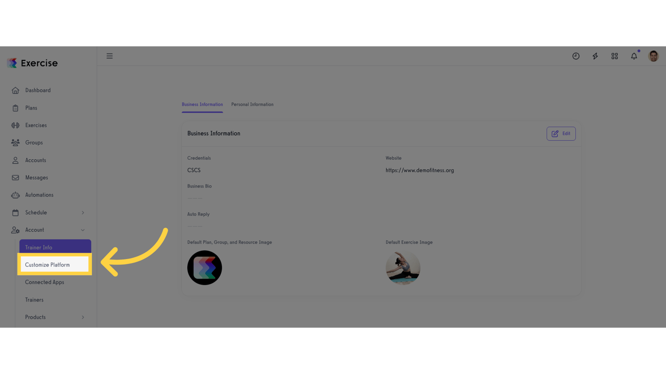 Click 'Customize Platform'
