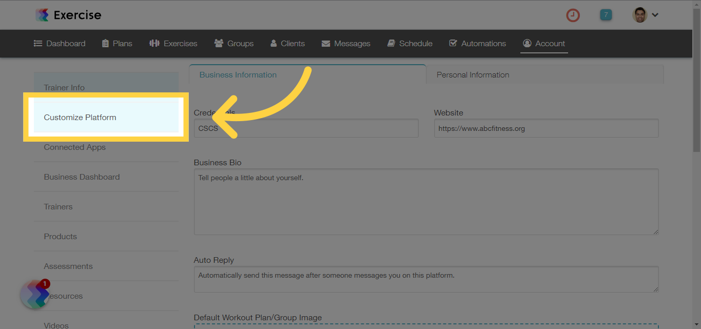 Click 'Customize Platform'