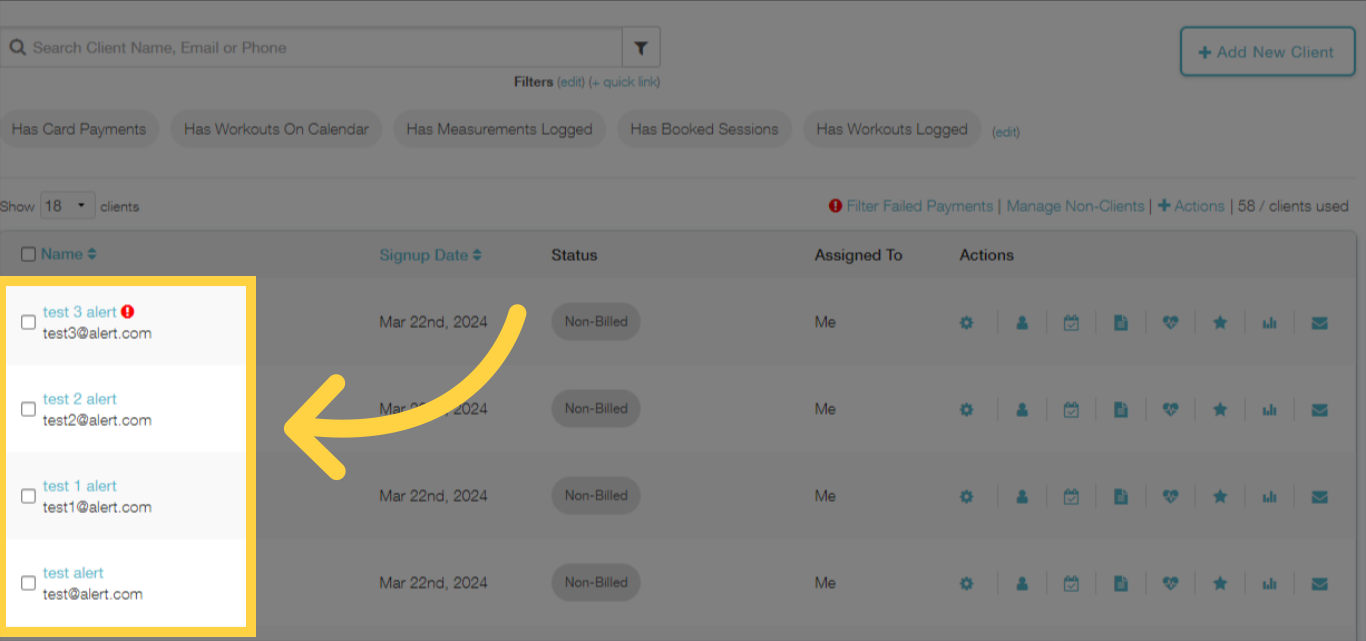 Verify Alerts are Hidden on Clients List