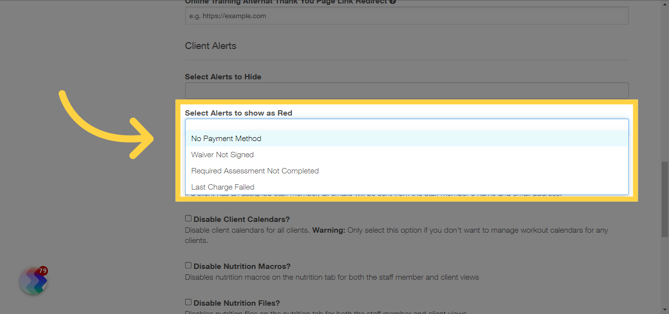Select Alerts to Display as Red