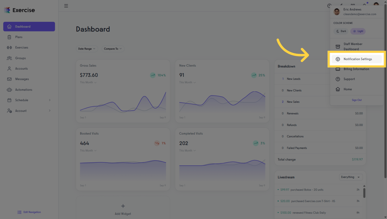Select Notification Settings