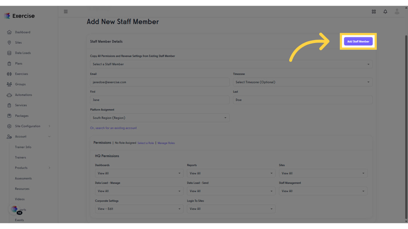 Click 'Add Staff Member'