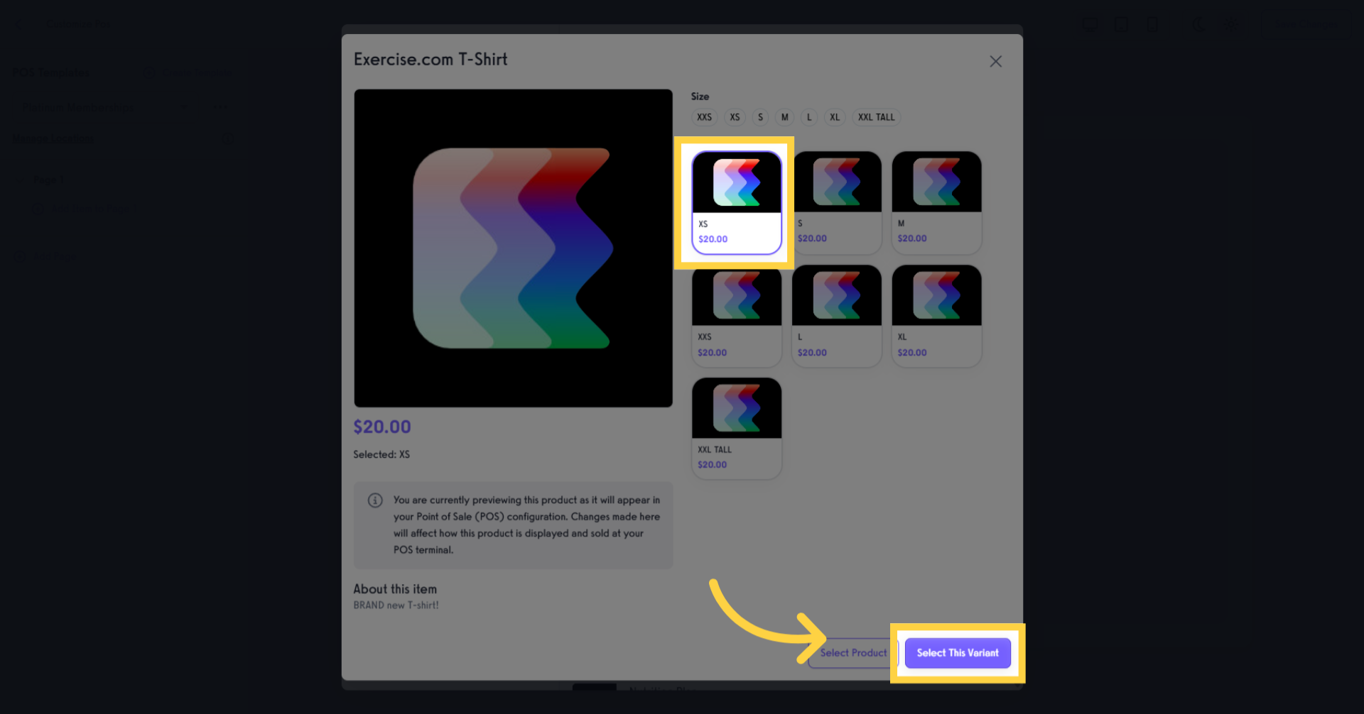 Screenshot showing the Select This Variant button.