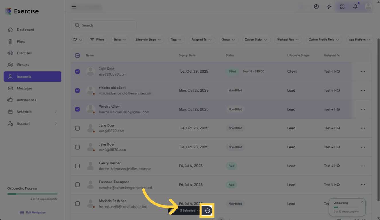 Bulk Manage menu options showing Transfer to Another Location.