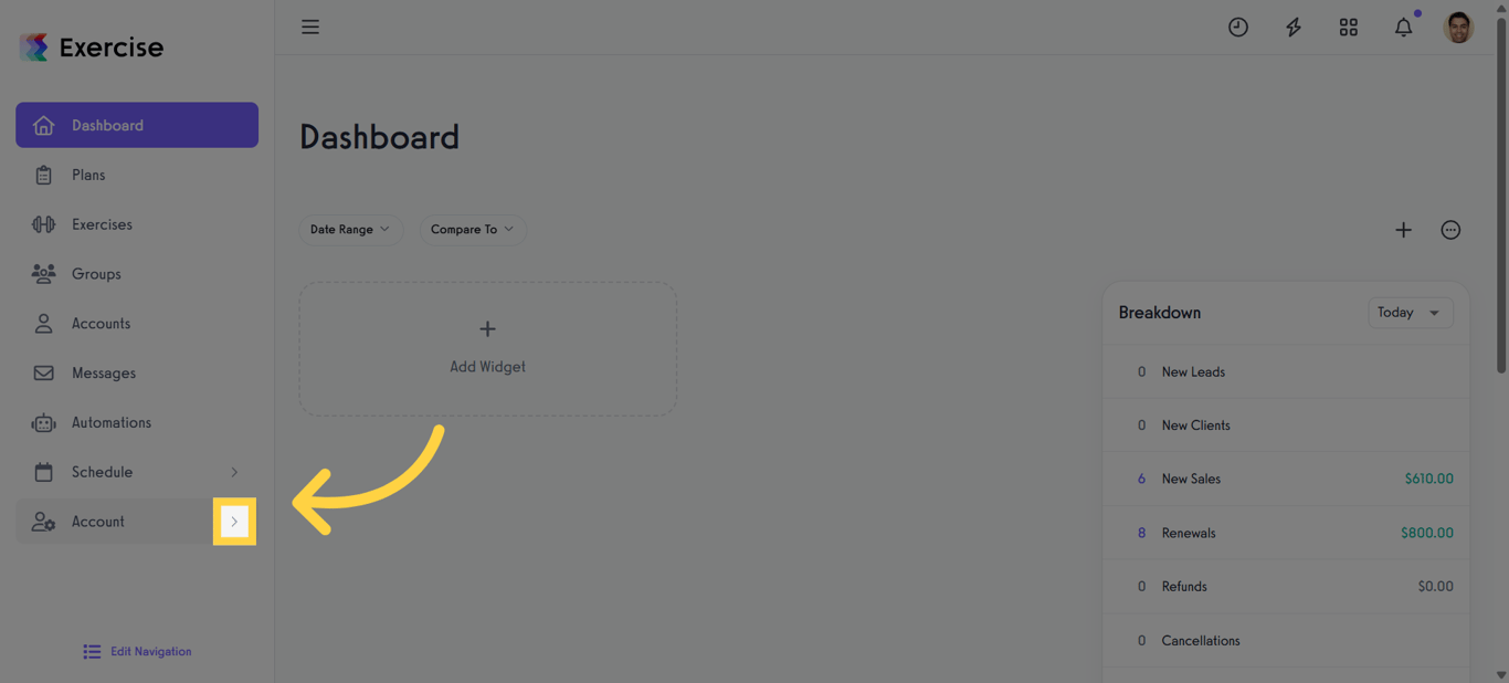 Click the arrow menu