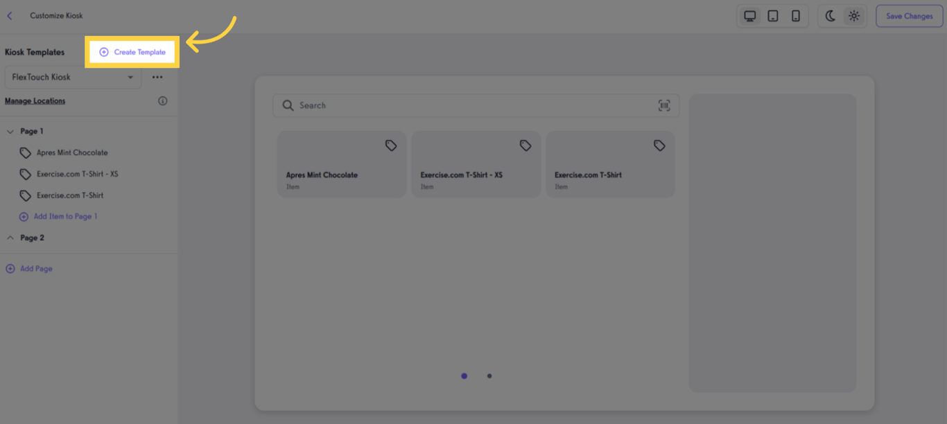 Create a new kiosk template.