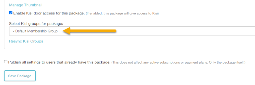 selector for which Kisi group(s) to connect to